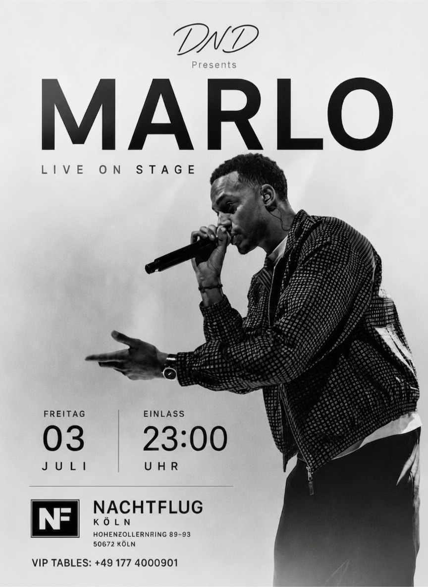Marlo Live on Stage – DND presents, Nachtflug Köln, 03. Juli 2026